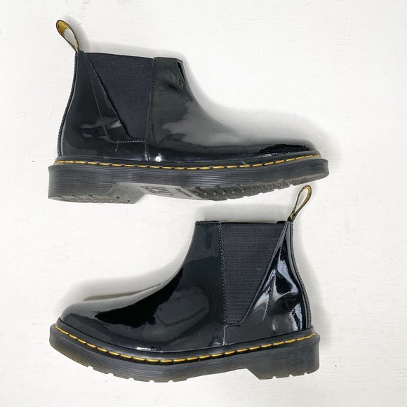Dr. Martens Black Patent Leather Bianca Pointed Toe Chelsea Boot Women's Size 7 - Picture 7 of 12